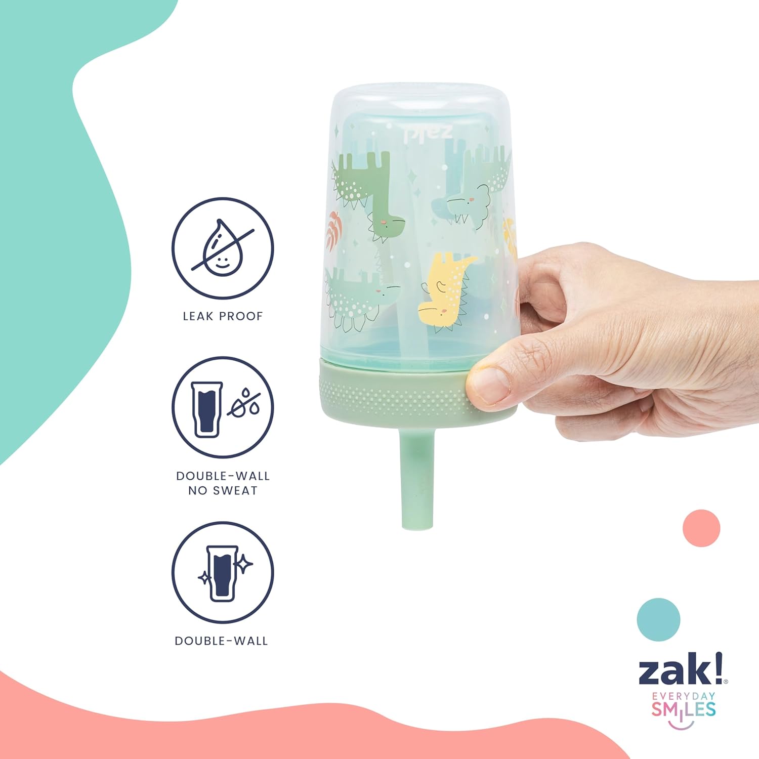 Zak Designs Peppa Pig Toddler Tumblers - 9oz Double Wall Sippy Cups, Leak-Proof Design, 2-Pack