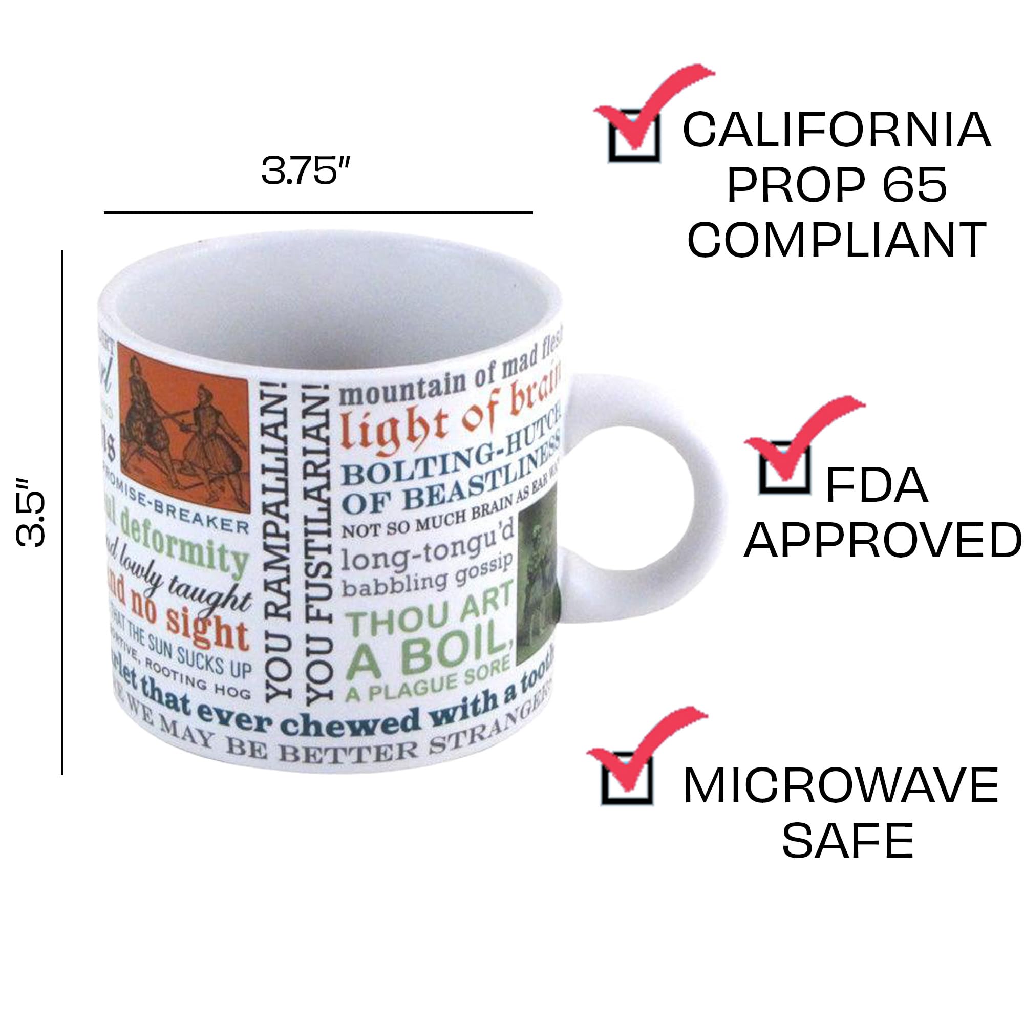 The Unemployed Philosophers Guild Shakespearean Insults Coffee Mug - Shakespeare's Wittiest and Meanest Insults - Comes in a Fun Gift Box, 14 oz.