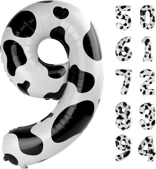 Cow Print Balloon - 40 Inch Number 9 Balloon | Giant Party Decorations for Birthdays