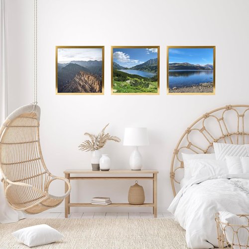 JCJMY 13x13 Gold Picture Frame - Versatile Wall Hanging for Horizontal or Vertical Display | Shatter-Resistant Plexiglass