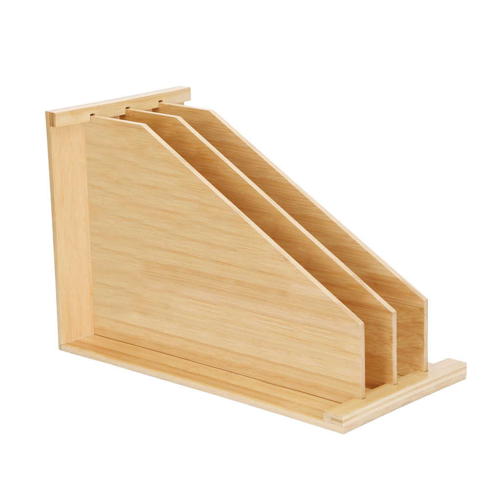 Tray Dividers for Cabinets-15"H x 22"D x 12"W,Wooden Vertical Organizer for Cookie Sheets,Pans&Lids#Kitchen Cabinet Divider with 3 Adjustable Sections,Easy Install with Installation Drawings Included