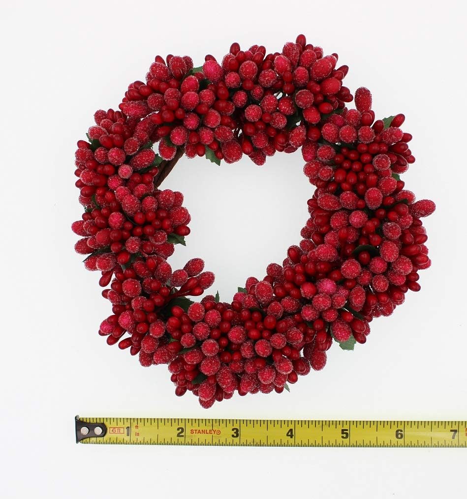 Regine Switzerland 6-Inch Beaded Berry Wreath | Winterberry Red Candle Ring Decor