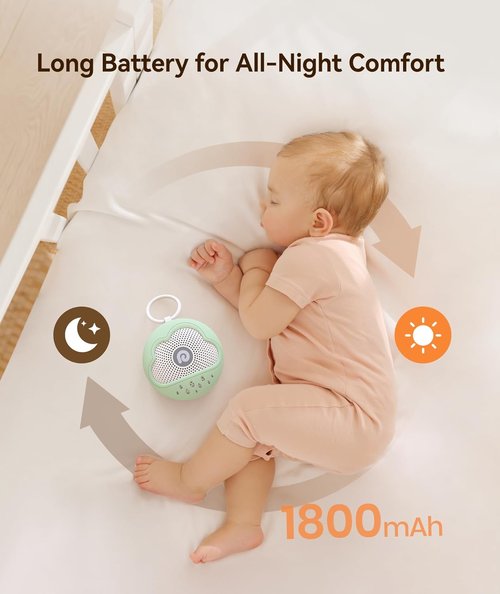 Dreamegg White Noise Machine - Portable Sound Device with 21 Soothing Sounds & Safe Silicone Cover | Ideal for Baby Sleep (Green)