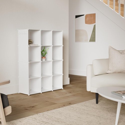 C&AHOME Cube Storage Organizer - 12-Cube Shelves for Bedroom, Living Room & Office | 36.6" L x 12.4" W x 48.4" H