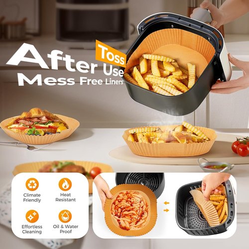 Air Fryer Paper Liners - 100 Pcs Non-Stick Parchment Paper for 8” Air Fryer & Microwave Use
