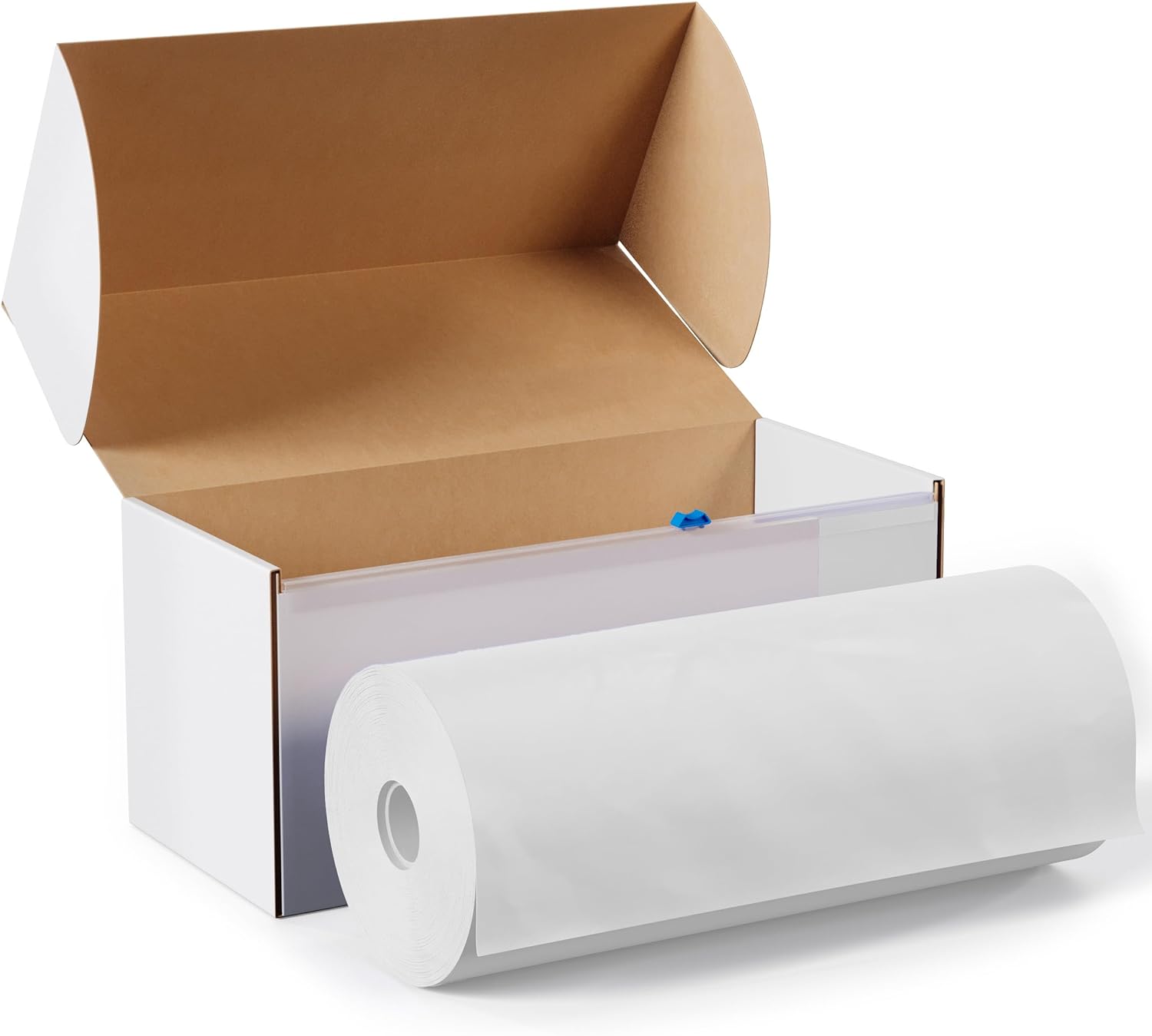 Party Solids | 54-Inch x 300 Feet White Plastic Table Cover Roll - Convenient Cut-to-Size Box with Slide Cutter