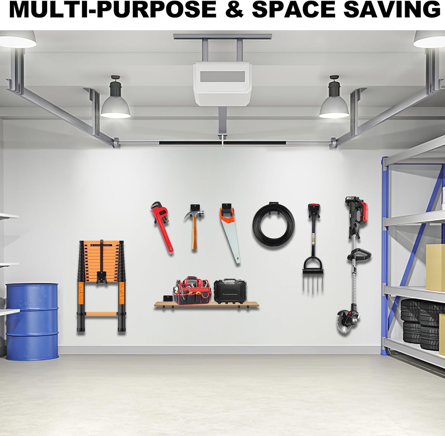 Skiennix 14-Inch Heavy Duty Garage Hooks - Extra Large Wall Mount Organizer for Tools & Equipment | 4-Pack