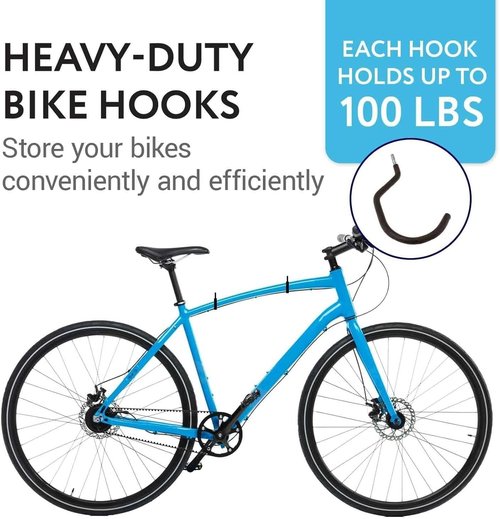 IMPRESA Bike Hooks for Garage Ceiling | Heavy-Duty 100 Lbs Capacity - Galvanized Steel, 7 x 4 in