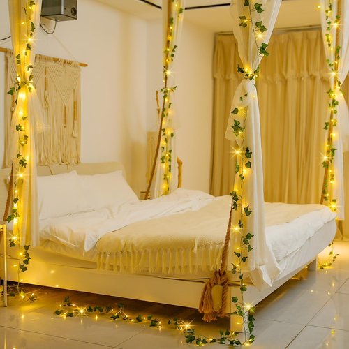 JMEXSUSS 100 LED Ivy Vines with Fairy Lights - 33 FT Waterproof String Lights with Remote | Warm White