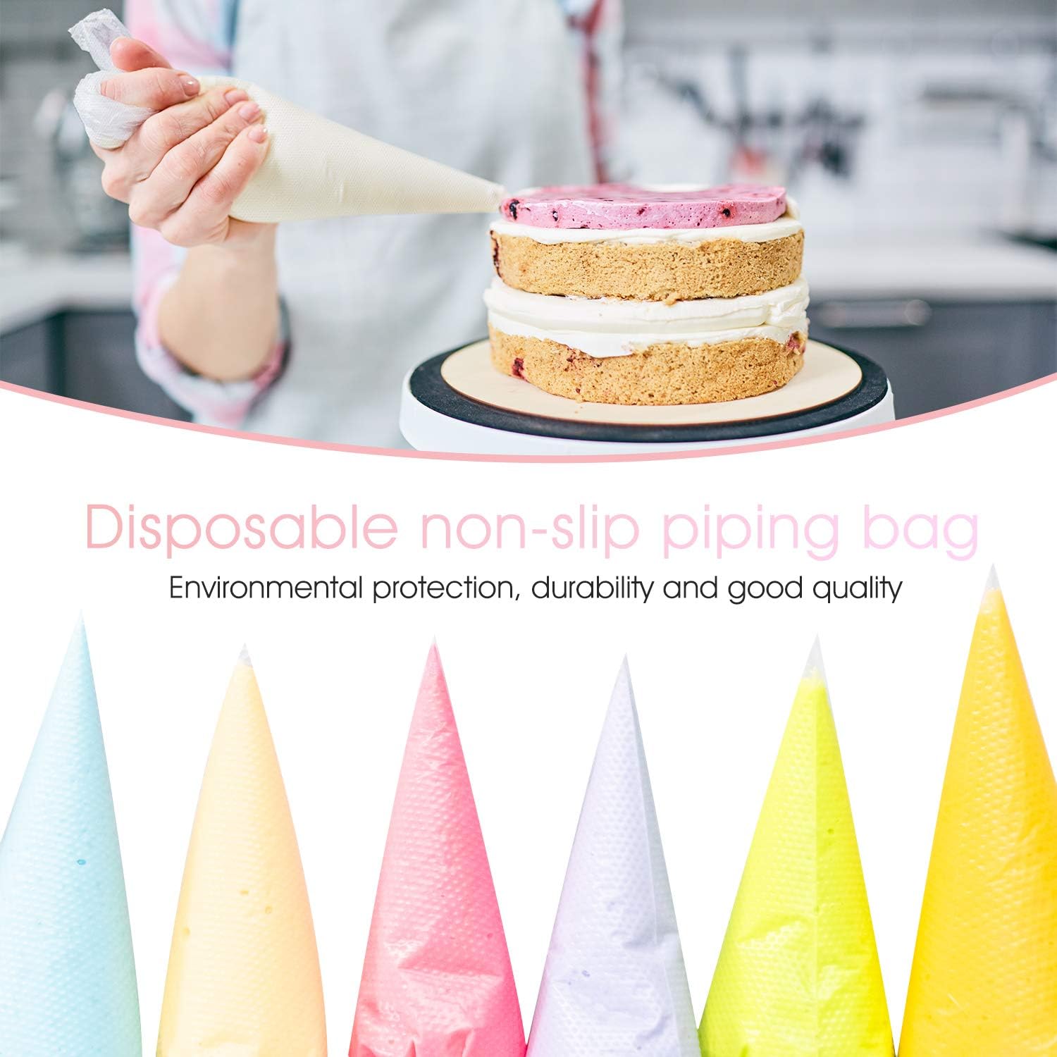 VolksRose 18-Inch Disposable Piping Bags - Anti-Burst, Non-Slip Design for Cake Decorating & Icing