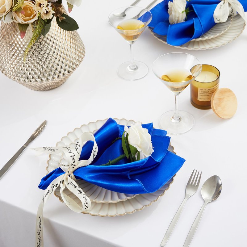 KKJIAF 50 Pack Royal Blue Square Satin Napkins 17x17 Inch Soft Smooth Cloth Napkins，Silky Table Napkin for Wedding Banquet Party Decoration