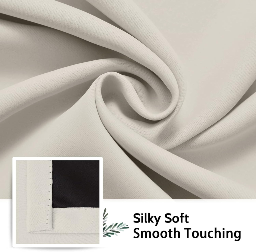 SimpleHome 100% Blackout Curtains - Thermal Insulated Grommet Drapes for Bedroom & Living Room | Cream, 52 x 84 Inch, 2 Panels