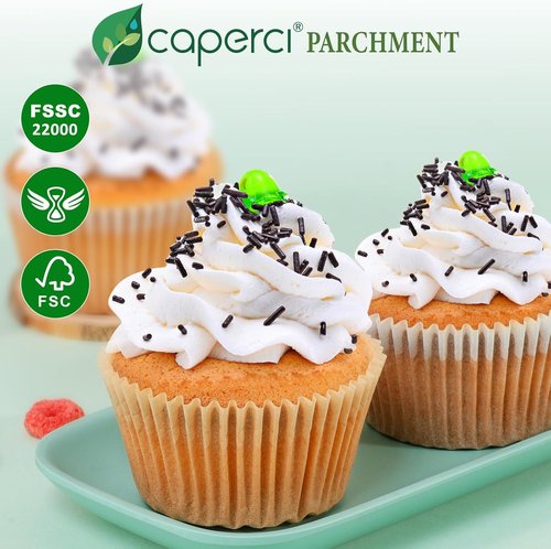 Caperci Parchment Cupcake Liners - 225pcs Standard Muffin Cups with Excellent Greaseproof & Non-Stick Design (Natural)