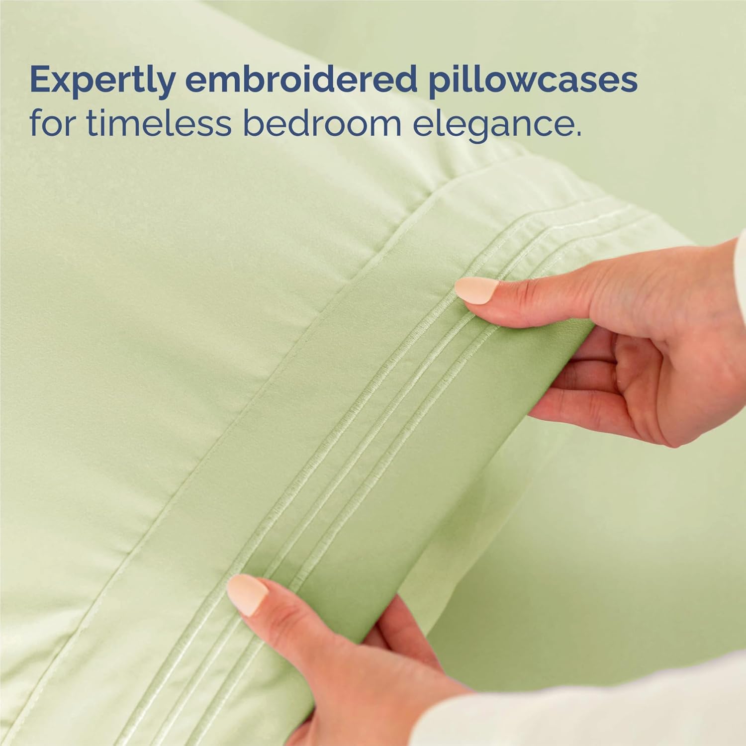 Split King Size 5-Piece Sheet Set - Comfy, Breathable & Cooling Luxury Bedding - Deep Pockets, Wrinkle-Free - Oeko-Tex Certified - Light Sage