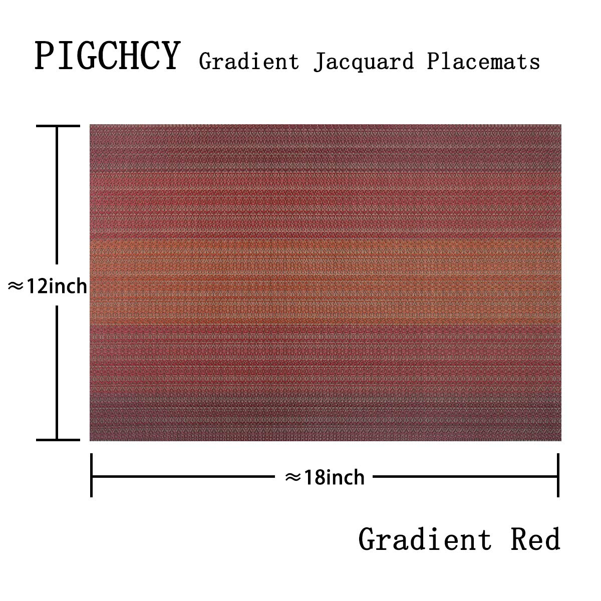 PIGCHCY Placemat,Washable Woven Non-Slip Insulation Durable Placemat Vinyl Table Mat Set of 6 (Scarlet Red)
