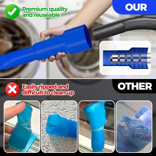 Holikme Dryer Vent Cleaner Kit - 2-Piece Lint Vacuum Attachment & Flexible Brush | Dark Blue