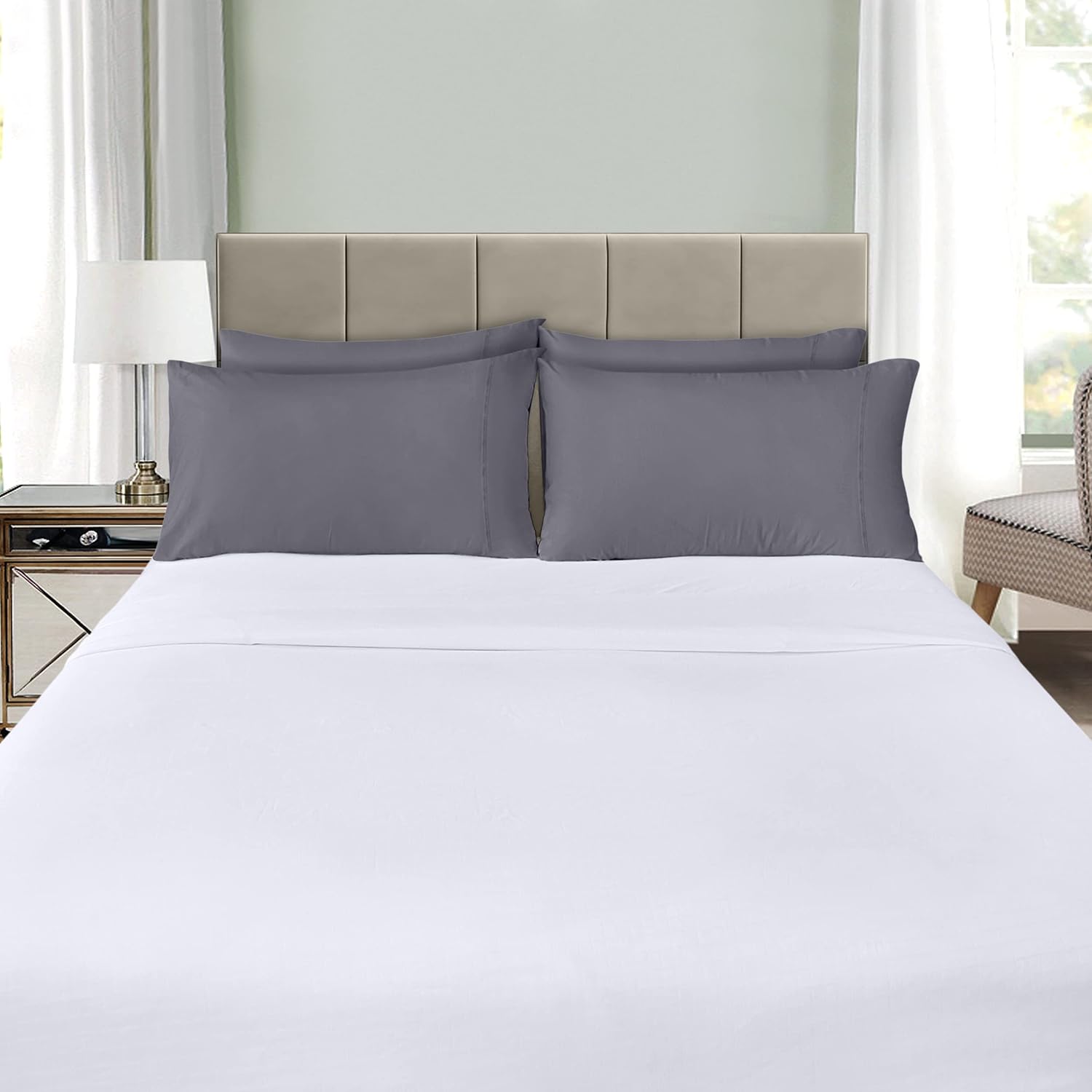 Utopia Bedding Queen Pillow Cases - 4 Pack | Soft Brushed Microfiber | Fade Resistant 20x30 Inches - Grey