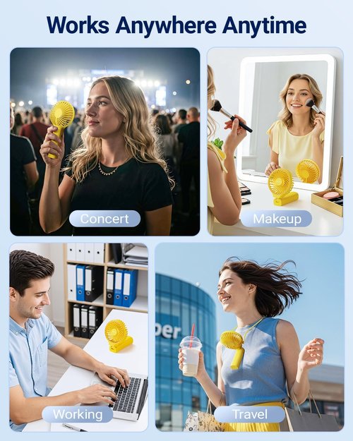 **Sweetfull Handheld Portable Fan - 5000mAh Rechargeable Battery, 6 Speed Settings, LED Display | Mini Travel Fan**