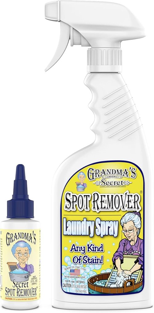 Grandma's Secret Spot Remover Spray - Toxin-Free Fabric Stain Remover for Clothes - 16 oz & 2 oz DuoPack