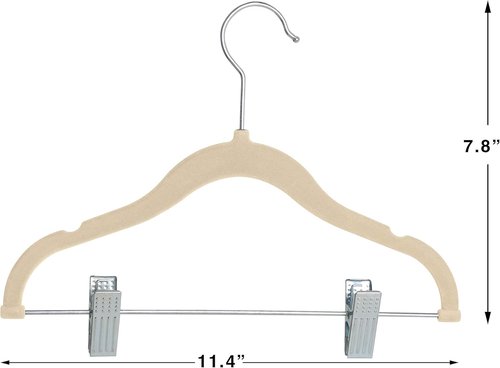 Finnhomy Velvet Non-Slip Baby & Kids Clothes Hangers - 20-Pack Heavy-Duty, Space-Saving Design, Beige