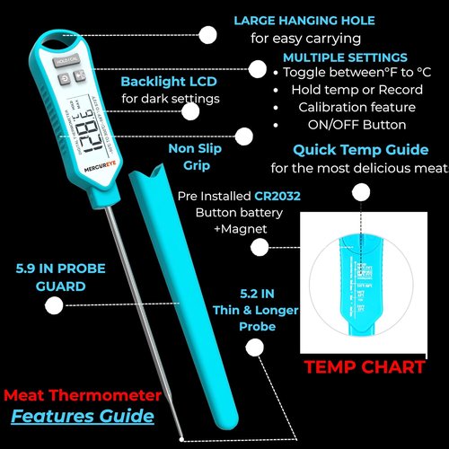 Meat Thermometer Digital by [Brand Name] - Instant Read Waterproof Kitchen Thermometer for Cooking & Grilling