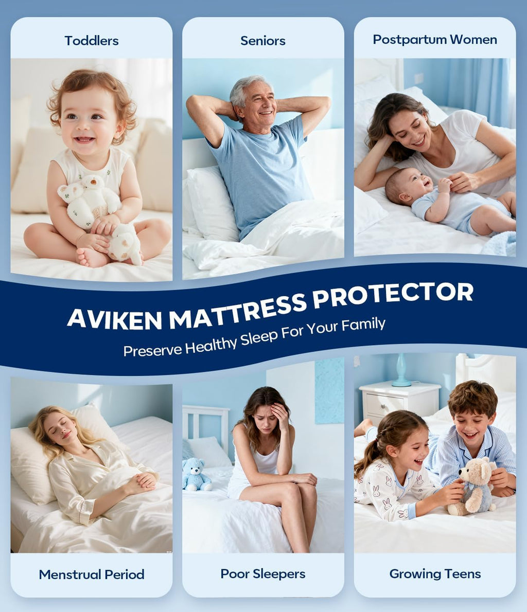 Skiennix Waterproof Mattress Protector - Soft Breathable Queen Size Pad | Noiseless Cooling Cover, Machine Washable