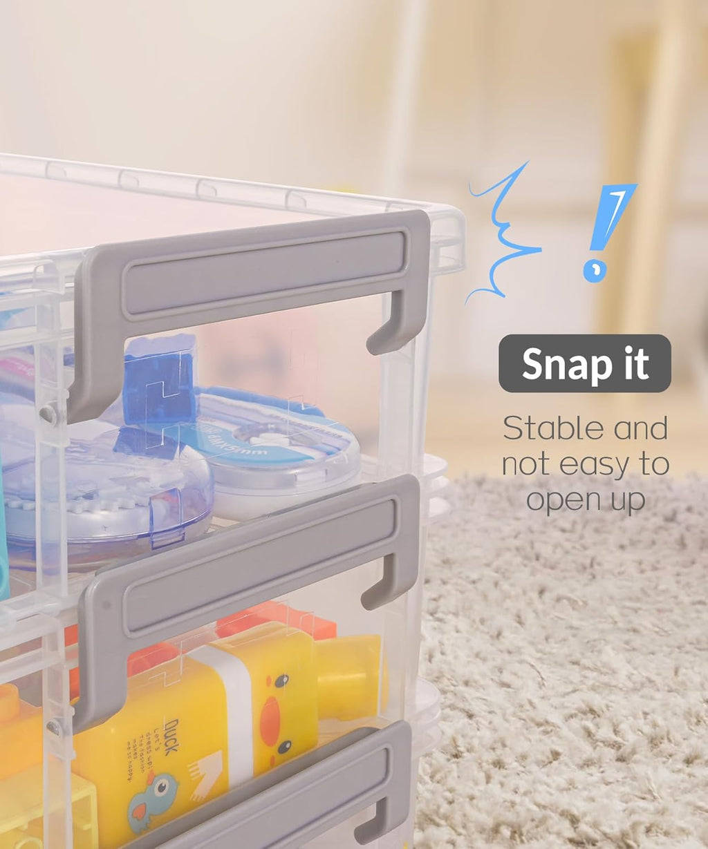Sooez Extra Large Pencil Box Set - Clear Plastic Organizer for Art & Craft Supplies | 6 Pack