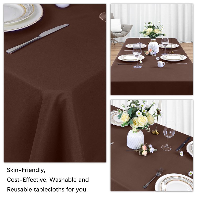 Heneger 8 Pack Brown Table Cloth 60 x 126 Inch Rectangular Tablecloths for 8 Foot Rectangle Tables, Wrinkle Resistant Brown Tablecloth Washable Polyester Fabric for Buffet Wedding Party Banquet