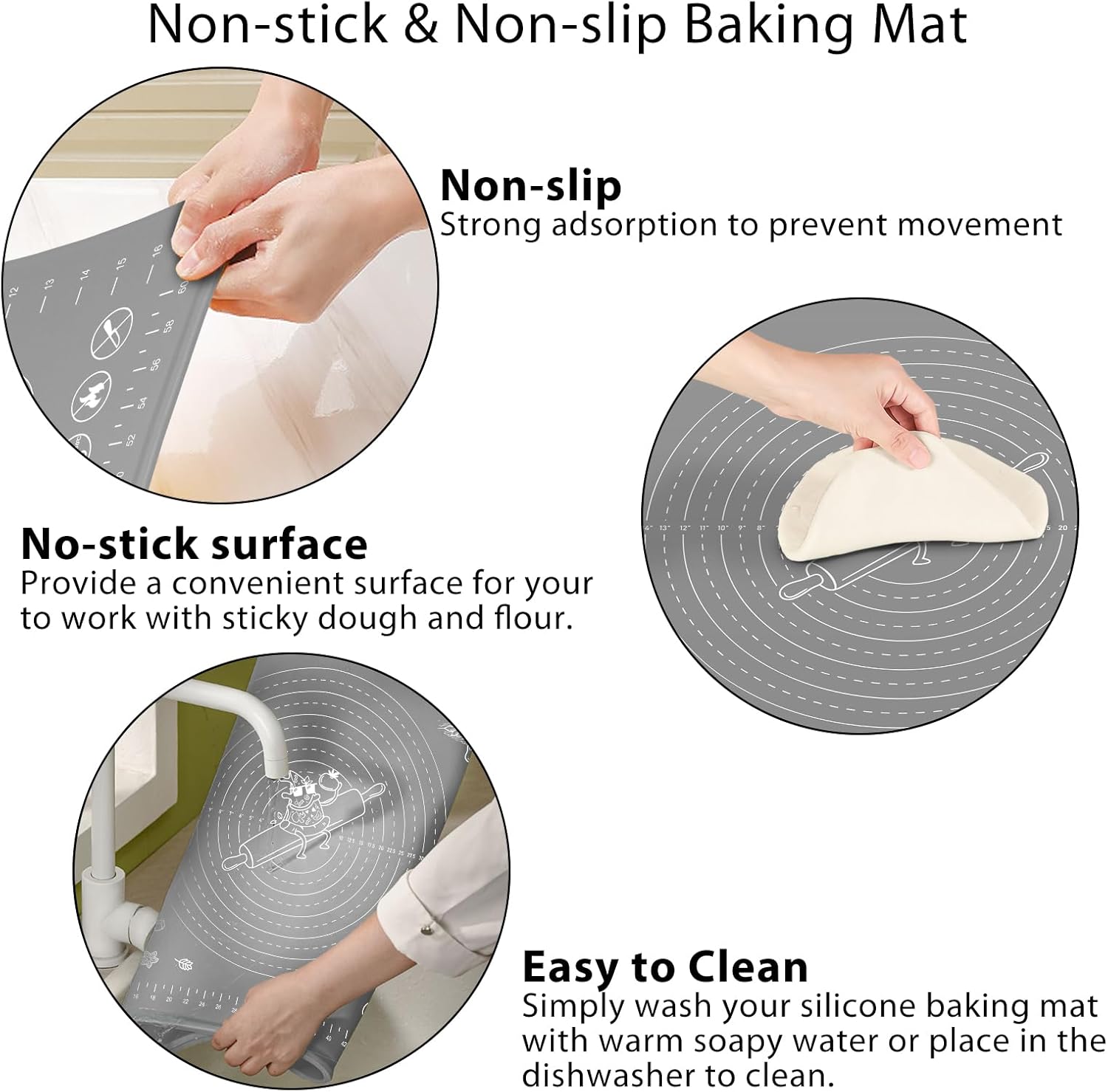 Skiennix Silicone Baking Mat - Extra Thick Non-Stick Pastry Mat with Measurements | 32x24 Inch