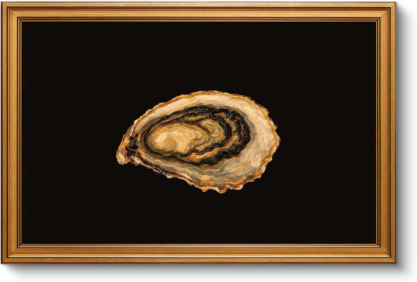 VIYYIEA Vintage Gold Framed Wall Art - Oyster Canvas Print for Living Room | Perfect Gift (24L x 16W)