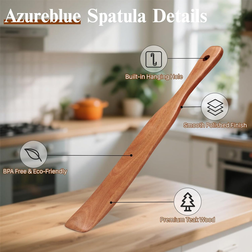 Skiennix 2Pcs Skinny Spurtle Set - Perfect for Sourdough Starter & Mixing | Wooden Kitchen Tools