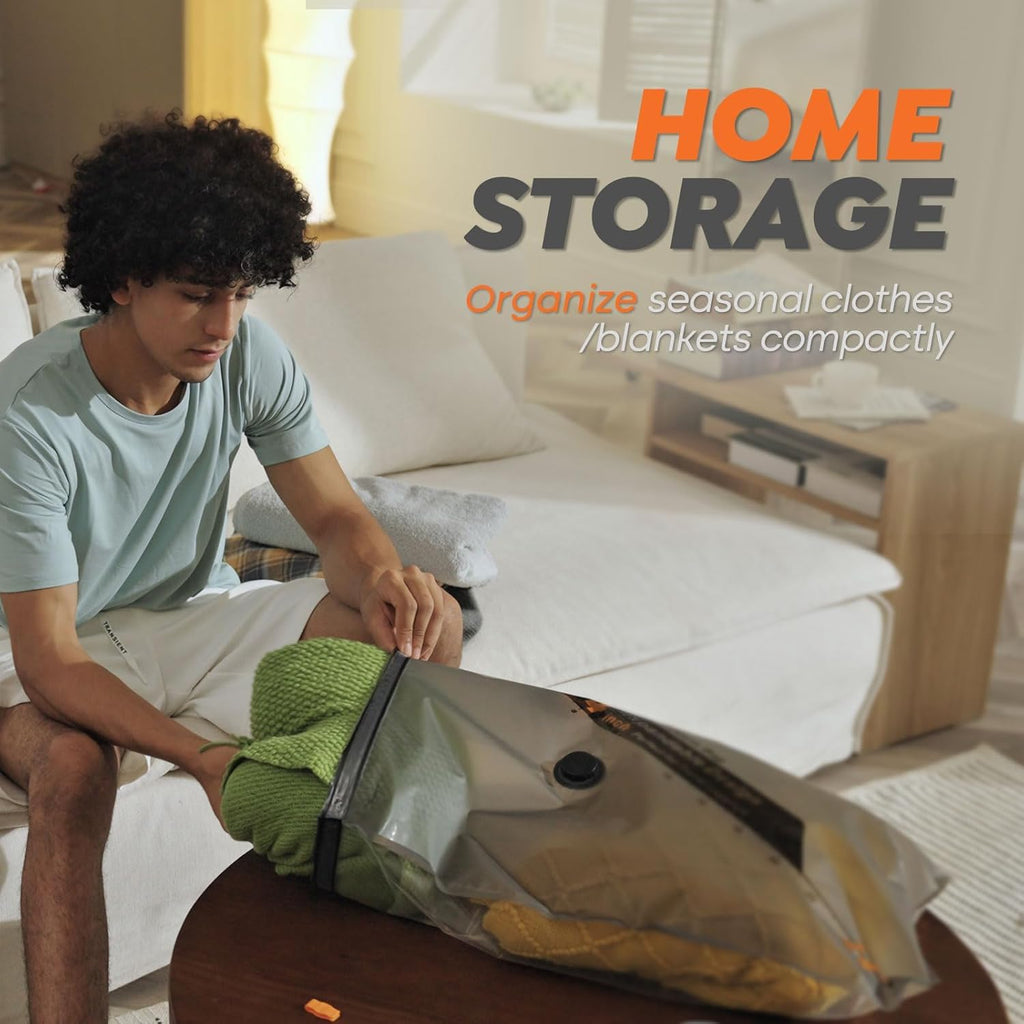 Vacbird Rechargeable Wireless Pump | 10-Pack Portable Vacuum Storage Bags for Travel & Home