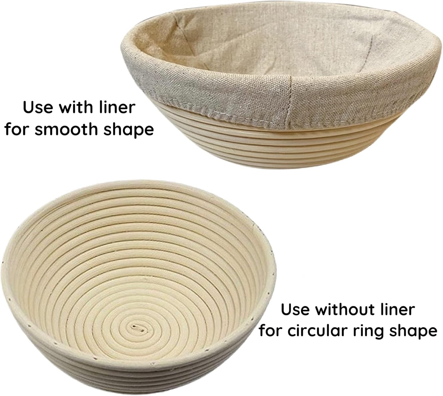 Skiennix 9-Inch Round Bread Banneton Proofing Basket Set - Perfect for Sourdough & Artisanal Baking | 2 Pack