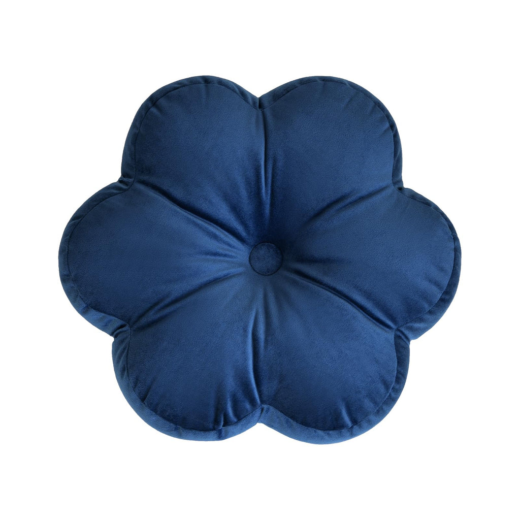 Xuyier Flower Pillow, Flower Shaped Pillow with Velvet for Couch Bed Chair Sofa, Home Decor Floor Seating Cushion Cute Throw Pillows for Living Room Bedroom (15 Inches, Navy Blue)