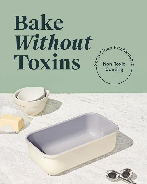 Caraway Non-Stick Ceramic Loaf Pan Duo - Naturally Slick, Non-Toxic Coating - Perfect for Breads & Cakes - Slate Color