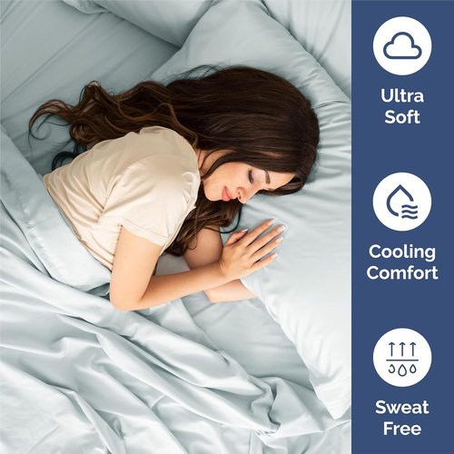 King Size 4-Piece Sheet Set - Ultra-Soft Cooling Bed Sheets | Hotel Luxury Bedding - Ice Blue