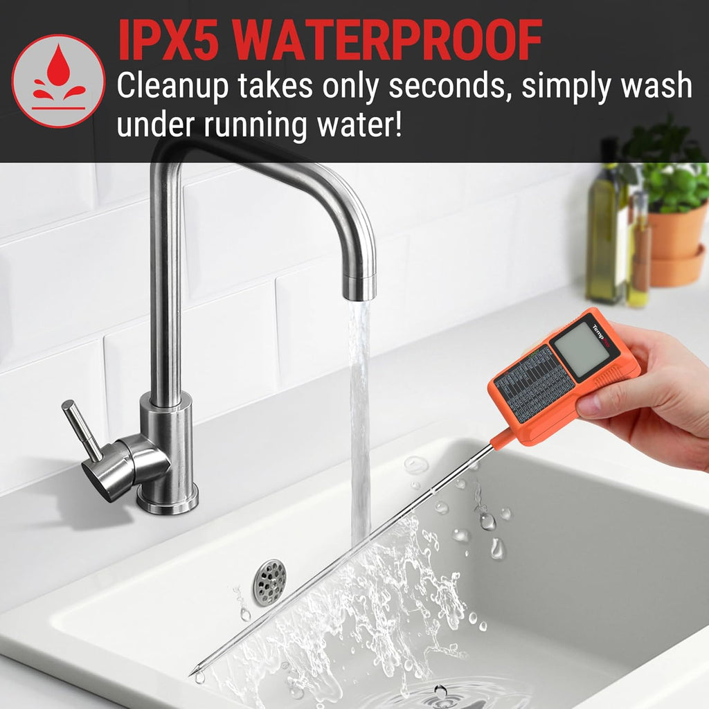 TempPro Waterproof Digital Candy Thermometer - Instant Read 10" Long Probe for Cooking & BBQ