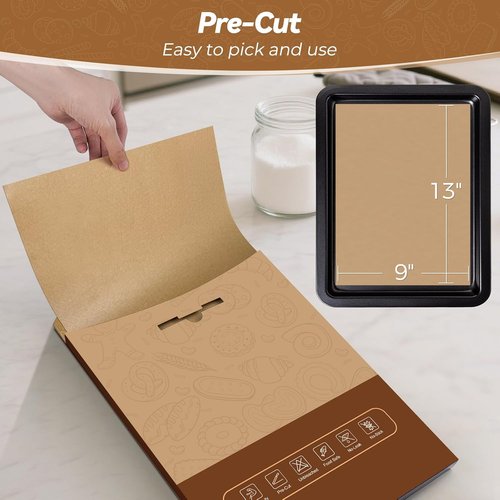 Heavy Duty Parchment Paper Sheets by 360 Count - No-Stick, Unbleached, Pre-Cut 9"x13" for Baking