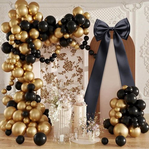 Giant Bow Decoration - 83x20 Inches Satin Bow for Party & Wedding Decor | Black Coquette Bow