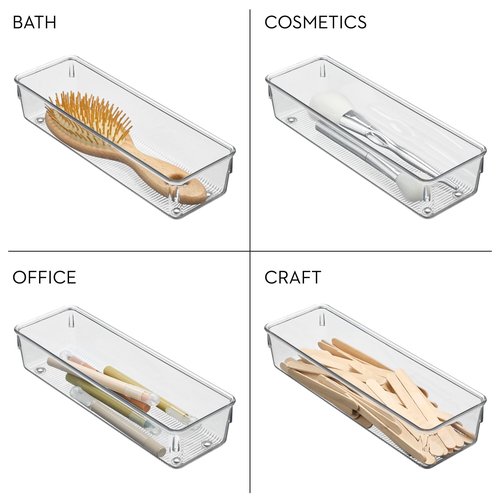 iDesign Linus BPA-Free Plastic Drawer Organizer - 3.25" x 9.75" x 2.25", Clear