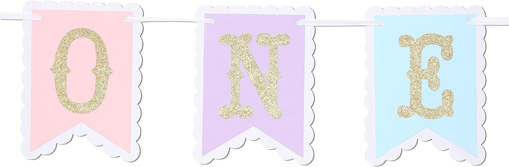 Rainbow High Chair Banner - Colorful 1st Birthday Photo Prop for Baby Girl Smash Cake, Macarons Theme