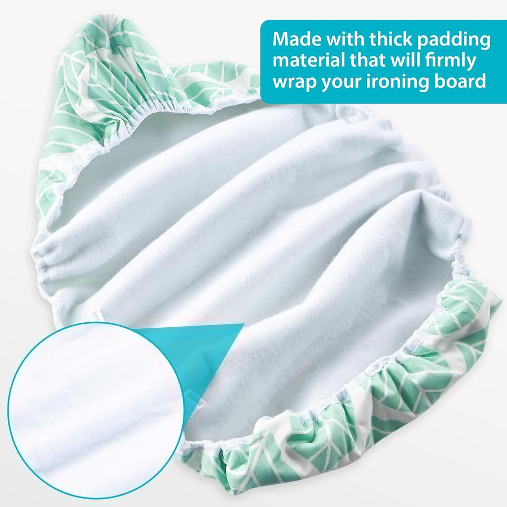 Seiritex Ironing Board Cover - Heat Reflective, Thick Padding, Standard Size 15 x 54, Green Leaf Design