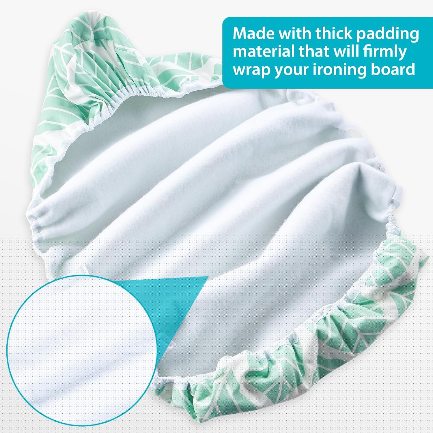 Seiritex Ironing Board Cover - Heat Reflective, Thick Padding, Standard Size 15 x 54, Green Leaf Design