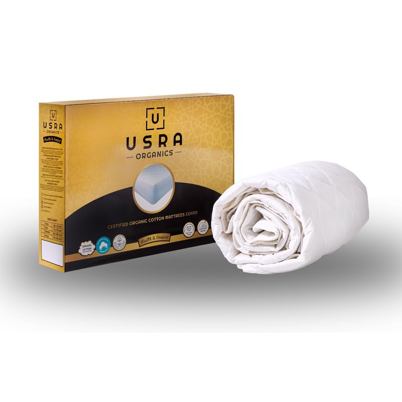 USRA 100% Cotton Twin Mattress Topper Protector Cover - 300 GSM Quilted Non-Toxic 18" Deep Premium Quality Thick Soft Water Resistant Pad for Mattress - Oeko-TEX Certified