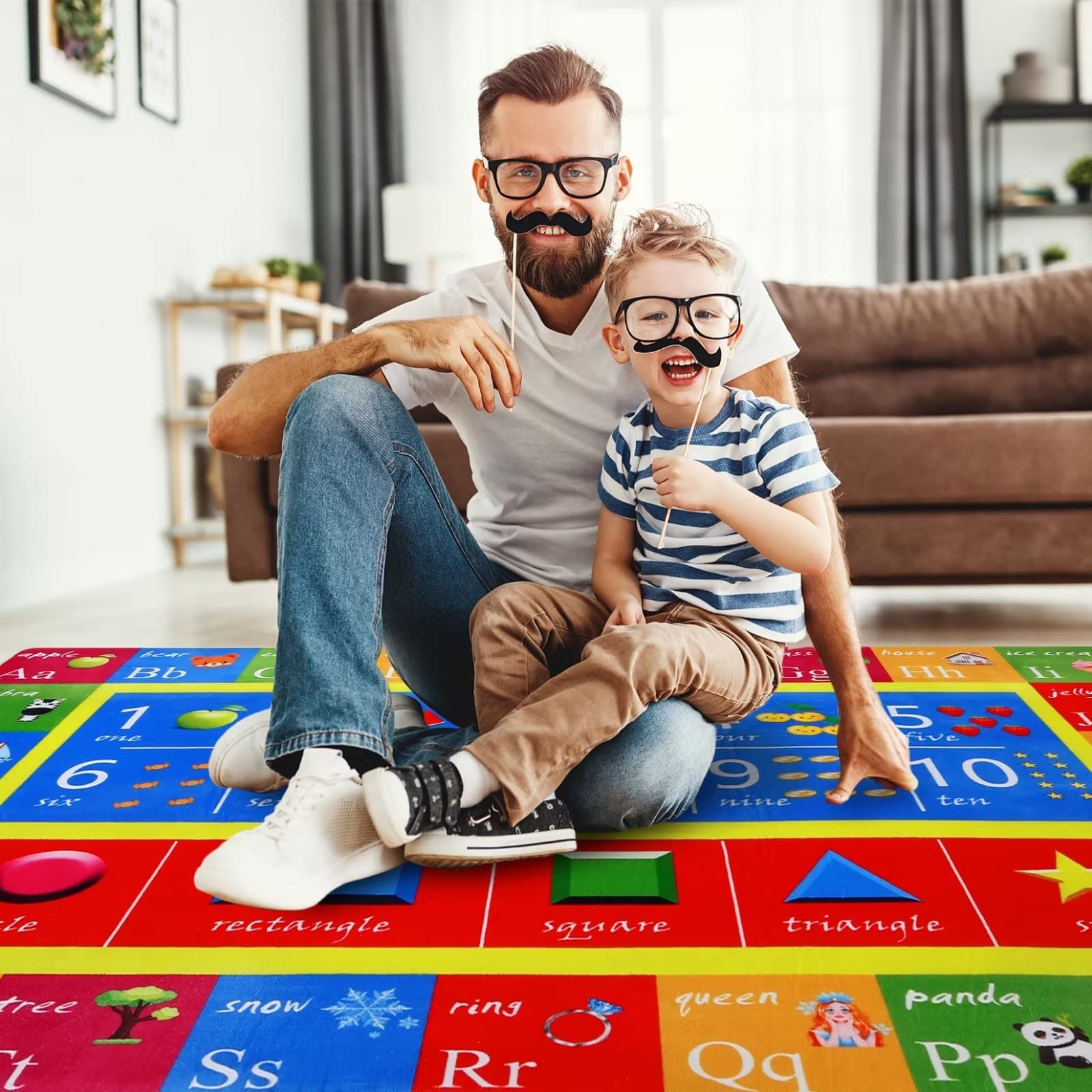 Zacoo Kids Educational Rug - Alphabet Numbers Shapes Playmat for Playroom, Bedroom, Nursery - Digital Graphics, 3 x 5 FT