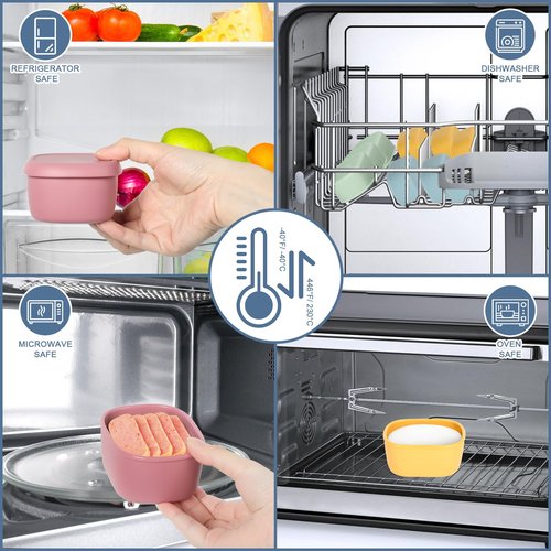 AOEDEO 6 pcs 10 oz Silicone Snack Containers for Kids Small Food Containers with Lids, Fruit Containers for Lunch, Stackable Lunch Containers for Kids, Daycare, School and Travel