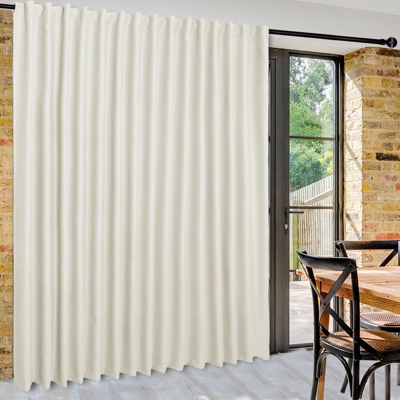 DWCN Privacy Room Divider Blackout Curtain - Patio Sliding Door Curtains, Extra Wide Thermal Curtains with Back Tab & Rod Pocket for Living Room and Bedroom Partition, 120 x 96 Inches, Ivory