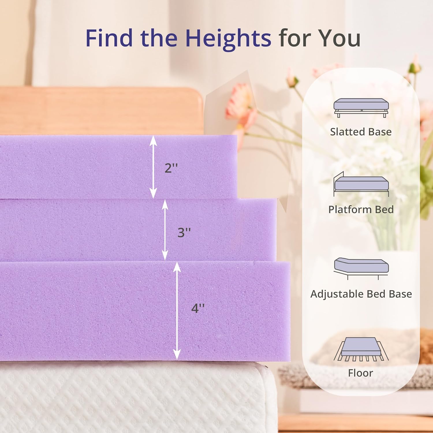 Skiennix Twin Memory Foam Mattress Topper - 2 Inch Lavender Scented, Pressure Relieving, CertiPUR-US Certified, 38"x75"