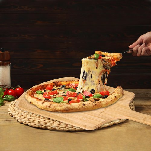 IQHLXN pizza peel 14 inch，16" L x 14" W Plate, with 8" L Wooden Handle, 24" Overall Length，Wooden Pizza Peel.14 IN Pizza Peels (Large)