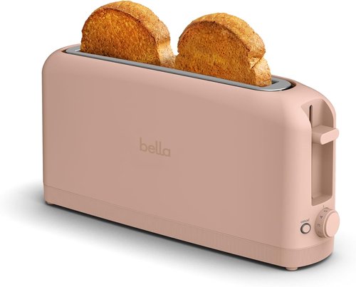 Bella 2 Slice Slim Toaster - 6 Shade Settings, Reheat & Cancel Buttons | Fits 10” Sourdough, Blossom Color